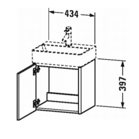 Duravit XSquare Тумба подвесная 43.4х34х39.7см, с раковиной, 1 дверца левая, цвет: белый глянцевый