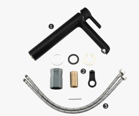 Смеситель для раковины Gappo G1003-16 высокий чёрный/хром