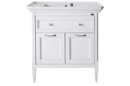 Тумба под раковину ASB-Woodline Гранда 85 Белый (патина серебро)