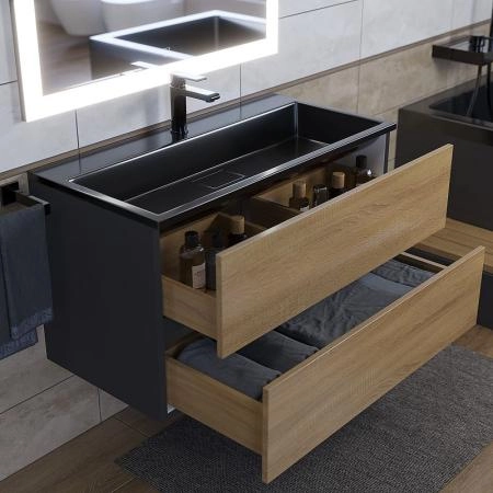 Раковина для ванной Uperwood Barsa 90 см, черная глянцевая