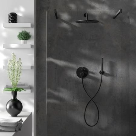 Ideal Standard Ceratherm T100 Душевой комплект: встраиваемый термостатический смеситель, верхний душ Ø30см., держатель, лейка для душа и шланг 175см., цвет: черный матовый