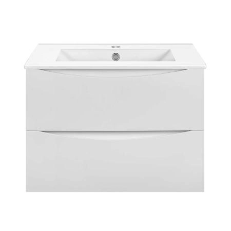 Тумба под раковину Vincea Mia Slim 600 подвесная, 2 выкатных ящика soft close, G.White