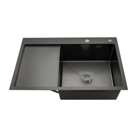 Кухонная мойка Gappo GS7850-6R 780x500x215mm 0.8мм с коландером Черный чаша справа