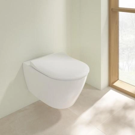 Унитаз Villeroy&Boch SUBWAY 2.0 5614R201 (5614R001+9M78S101) подвесной с сиденьем