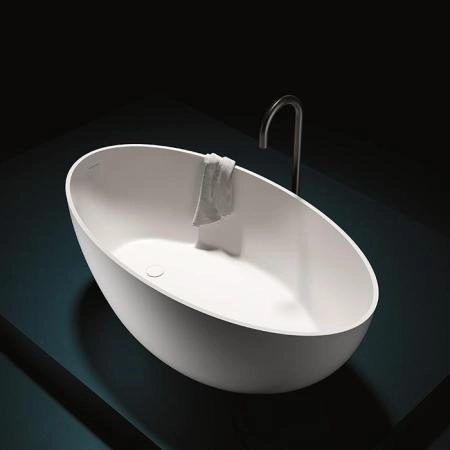 Gruppo Treesse Bali Ванна отдельностоящая 160x85x62h cм, с сливом-переливом и сифоном, Solid Surface, цвет: белый глянцевый