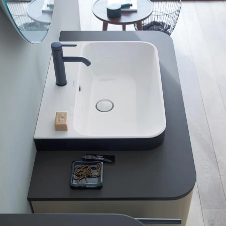 Duravit Happy D.2 Plus Тумба подвесная 100x55х40.8см с раковиной, 2 ящика, цвет: stone grey satin matt/Anthracite matt/белый