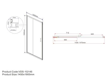 Душевая дверь Vincea Garda VDS-1G145CH, 1450, хром, стекло шиншилла