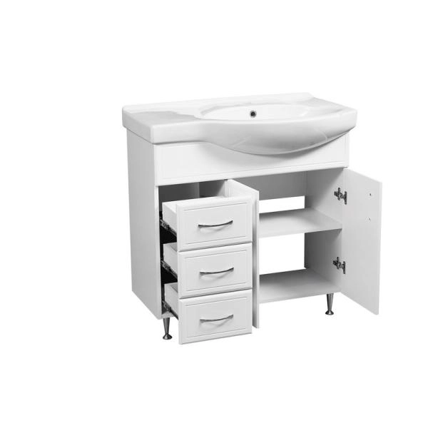 Тумба под умывальник Stella Polar Концепт 80, 3 ящ., Коралл 83, левая