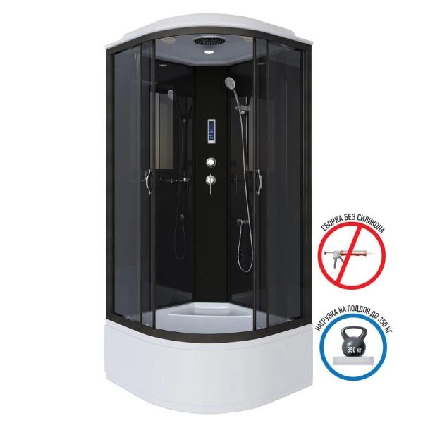 Душевая кабина Niagara NG-6508-14P 900х900х2150 высокий поддон 40см стекло тонированное алюм черный