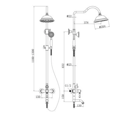 Душевая система Bronze de Luxe Tiffany (1919BR) бронза