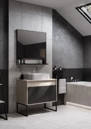 Тумба под раковину AQUATON Лофт Урбан 80 серый графит, дуб орегон 1A247601LQX60