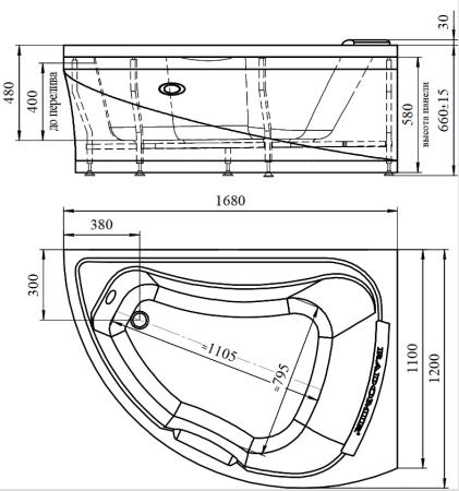 Ванна Радомир АЛЬБЕНА 1-01-0-1-1-015 168x120 см левая
