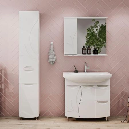 Зеркало-шкаф Volna Adel 80 левый белый глянец