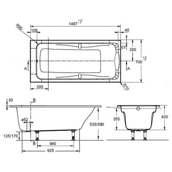 Ванна Jacob Delafon ODEON UP E6060RU-00 150x70 см