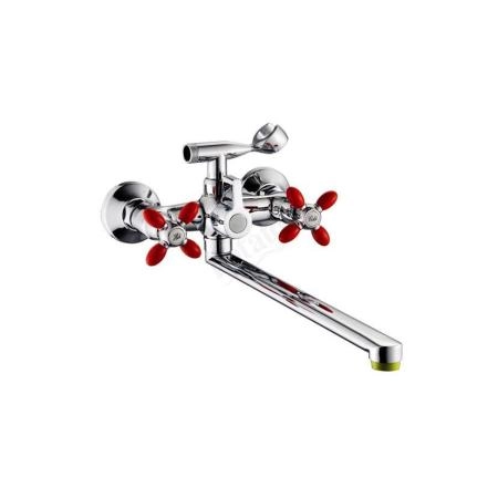 Смеситель Potato Р2771-5 для ванны, хром-красный