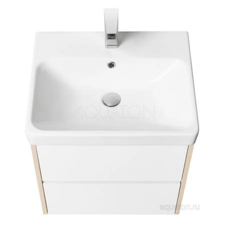 Тумба под раковину AQUATON Сканди 55 белая, дуб верона 1A251701SDB20
