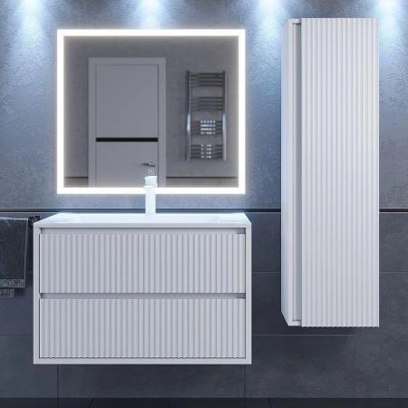 Тумба с раковиной для ванной Uperwood Next Premium подвесная, 100 см, белая, 2 ящика