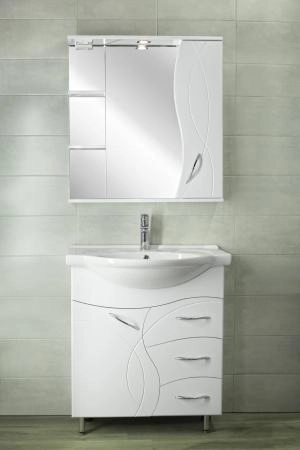 Тумба Style Line Амелия 75 (3 ящ.) с раковиной Байкал 75