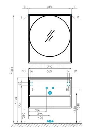 Зеркало AQUATON Лофт Фабрик 80 дуб кантри
