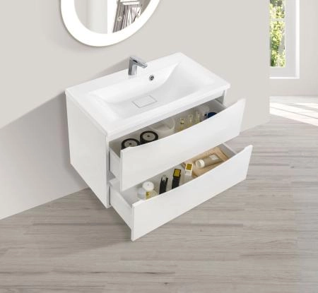 Тумба под раковину Vincea Mia 750 подвесная, 2 выкатных ящика soft close, G.White