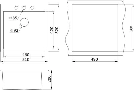 Мойка для кухни Paulmark PRAKTISCH, PM105152-BE, бежевый, 510х520