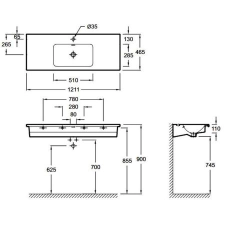 Раковина Jacob Delafon VOX EXAB112-00 120 см подвесная