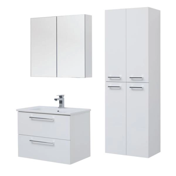 Тумба Dreja GIO 80 см под умывальник белый глянец, подвесная