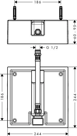 Скрытая часть верхнего душа Hansgrohe Raindance 26471180 260×260 мм , ½’