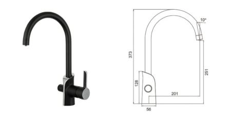 Смеситель для кухни Gappo G4303-6 с подключением фильтра воды чёрный/хром