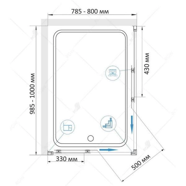 Душевой уголок RGW Classic CL-44B 80x100 стекло прозрачное/профиль черный 32094480-14