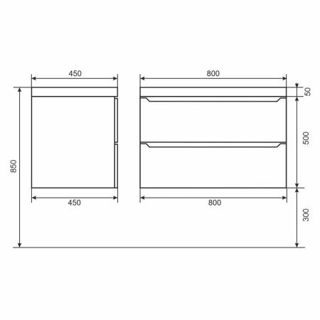Тумба с раковиной Uperwood Tanos-Classic Quartz 80 см, черная/уголь