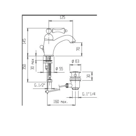 Смеситель CEZARES MARGOT-LSM1-02-Bi для раковины,бронза с донным клапаном