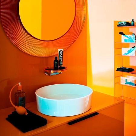Laufen Kartell Зеркало круглое d=78см, настенное, без подсветки, цвет: оранжевый