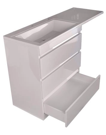 Тумба напольная Style Line Даллас 150, 3 ящика, Люкс белая, PLUS