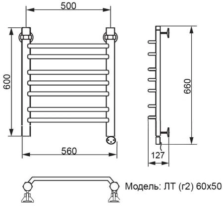 Полотенцесушитель электрический Ника Trapezium ЛТ (г2) 60/50 правый тэн MEG