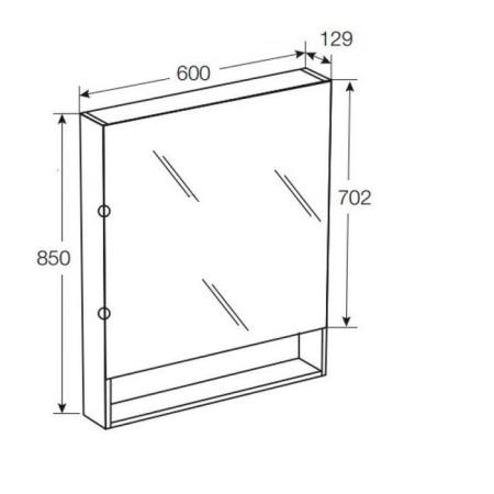 Roca The Gap Original Зеркальный шкаф 60x12.9x85см, с LED-светильником, блоком с розеткой, цвет: белый