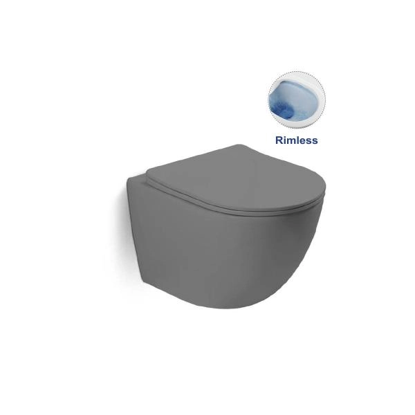 Унитаз подвесной Vincea Globo VT1-14SMG безободковый, цвет матовый серый, ультратонкое сиденье soft-close