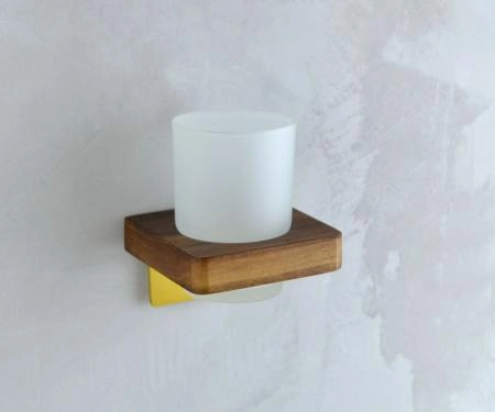 Держатель стакана для ванной ФОРЕСТ 10704G золотой дерево