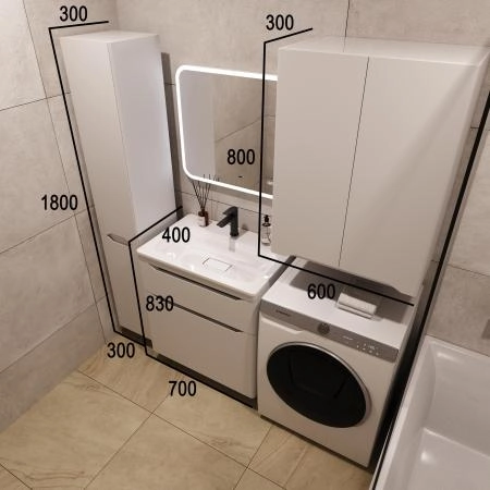 Тумба напольная Style Line Марелла 70 (2 ящ.) Люкс антискрейтч белый матовый, PLUS