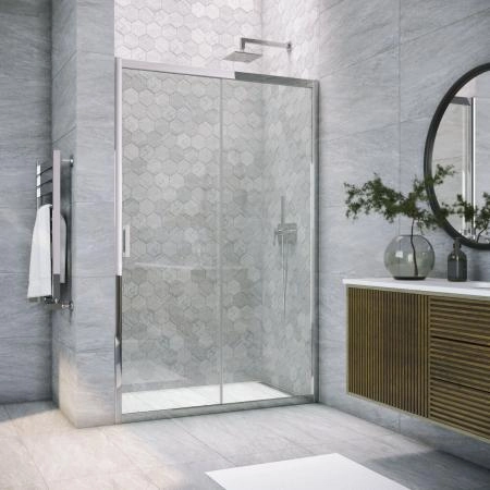 Душевая дверь Vegas-glass ZP TUR NOVO 175 08 01, профиль глянцевый хром, стекло прозрачное