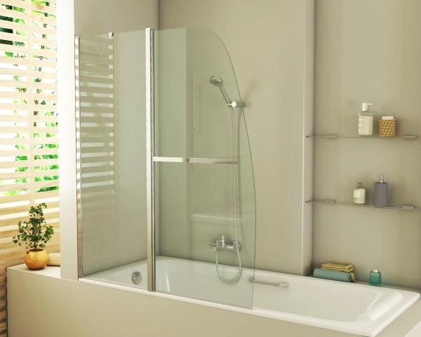 Шторка для ванны GROSSMAN GR-100/2 (140*120) алюминиевый профиль, стекло прозрачное 6мм
