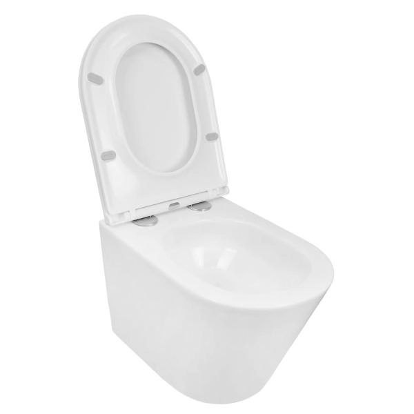 Унитазы Azario Унитаз подвесной безободковый Azario Teramo AZ-0053-UQ3 (система смыва Торнадо) с тонкой крышкой микролифт