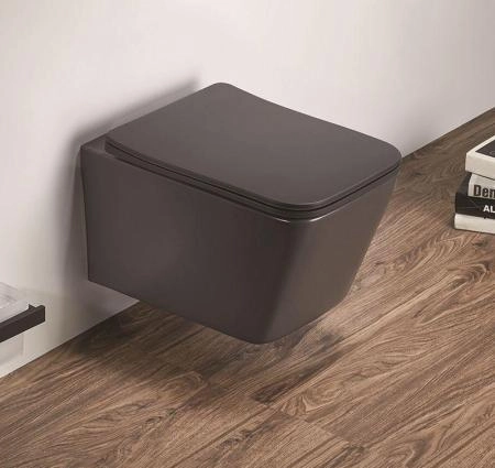 Унитаз Ceramalux 5170MDH подвесной безободковый сиденье микролифт серый матовый 520x350x345