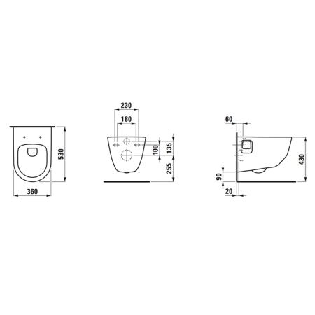 Laufen Pro Комплект подвесной унитаз 53x36x34.5см., сиденье с механизмом мягкого закрывания, безободковый, цвет: белый