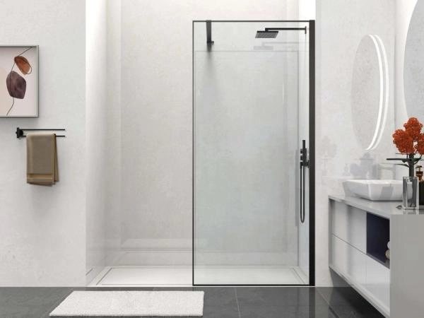 Душевая перегородка Vincea Walk-In VSW-1HS100CLB, 1000*2000, черный матовый, стекло прозрачное