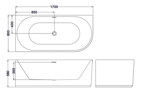 Ванна Esbano Bagama right 170x80x59 отдельностоящая