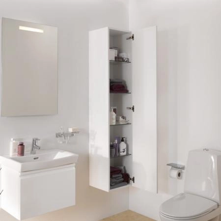 Laufen Pro S Высокий шкаф 350x335x1650 мм, 1 дверца, петли справа, 4 стеклянные полки, цвет: белый матовый