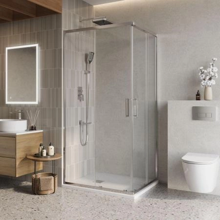 Душевой уголок BelBagno LUCE 100x80 прозрачное стекло 6 мм профиль хром LUCE-AH-2-100/80-C-Cr