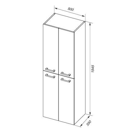 Пенал Dreja 50 см, 4 дверки, белый глянец