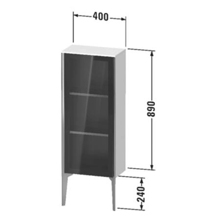 Duravit XViu Шкаф подвесной со стеклянной дверью 40x24x89см, 2 стеклянные полки (петли слева), цвет: белый глянцевый/champagne matt